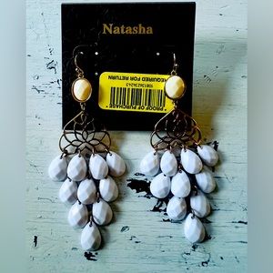 White & Cream Chandelier Earrings NWT